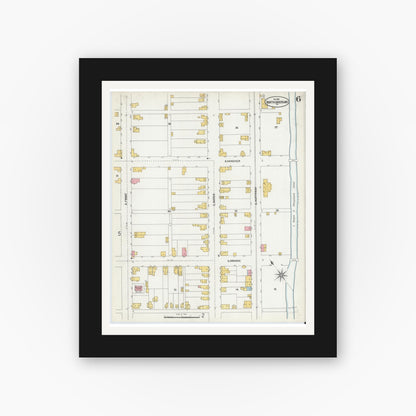 Old map wall art mockup — black gallery frame with white mat — Sanborn Fire Insurance Map from Northumberland, Northumberland County, Pennsylvania (1901), Sheet #0006