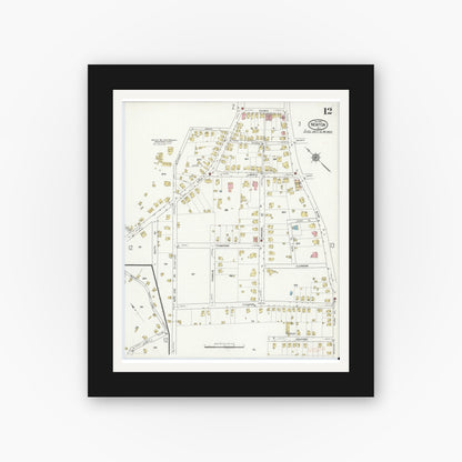 Old map wall art mockup — black gallery frame with white mat — Sanborn Fire Insurance Map from Newton, Sussex County, New Jersey (1916), Sheet #0012