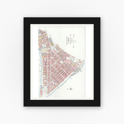 Old map wall art mockup — black gallery frame with white mat — Sanborn Fire Insurance Map from Pittsburgh, Allegheny County, Pennsylvania (1904), Sheet #0001