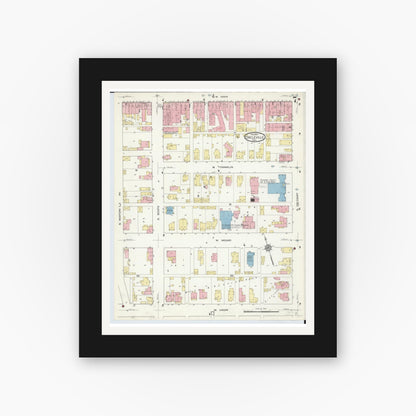 Old map wall art mockup — black gallery frame with white mat — Sanborn Fire Insurance Map from Circleville, Pickaway County, Ohio (1914), Sheet #0007