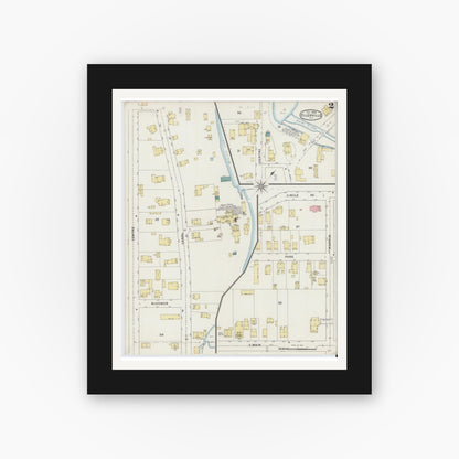 Old map wall art mockup — black gallery frame with white mat — Sanborn Fire Insurance Map from Ellenville, Ulster County, New York (1894) - Complete Map Set