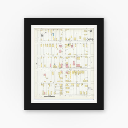 Old map wall art mockup — black gallery frame with white mat — Sanborn Fire Insurance Map from Mauch Chunk, Carbon County, Pennsylvania (1902), Sheet #0010