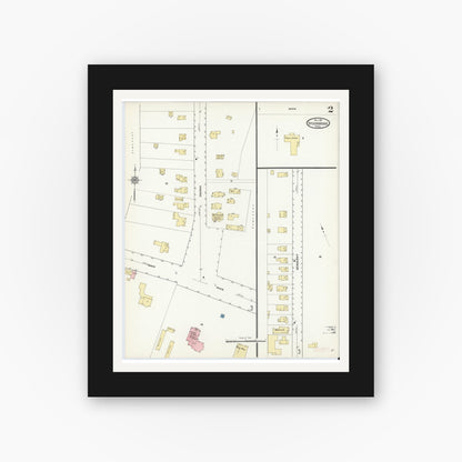 Old map wall art mockup — black gallery frame with white mat — Sanborn Fire Insurance Map from Stockbridge, Berkshire County, Massachusetts (1911), Sheet #0002