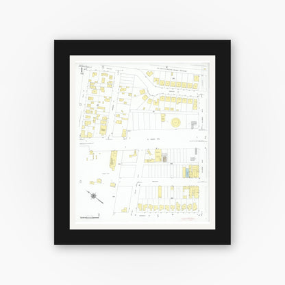 Old map wall art mockup — black gallery frame with white mat — Sanborn Fire Insurance Map from Millbrae, San Mateo County, California (1949) - Complete Map Set
