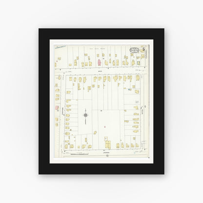 Old map wall art mockup — black gallery frame with white mat — Sanborn Fire Insurance Map from Palmyra, Wayne County, New York (1912), Sheet #0005
