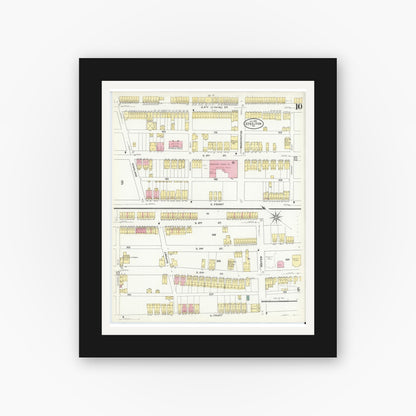 Old map wall art mockup — black gallery frame with white mat — Sanborn Fire Insurance Map from Steelton, Dauphin County, Pennsylvania (1909), Sheet #0010