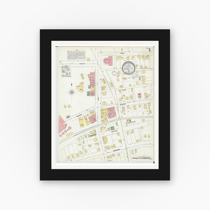 Old map wall art mockup — black gallery frame with white mat — Sanborn Fire Insurance Map from Mineral City, Tuscarawas County, Ohio (1902) - Complete Map Set