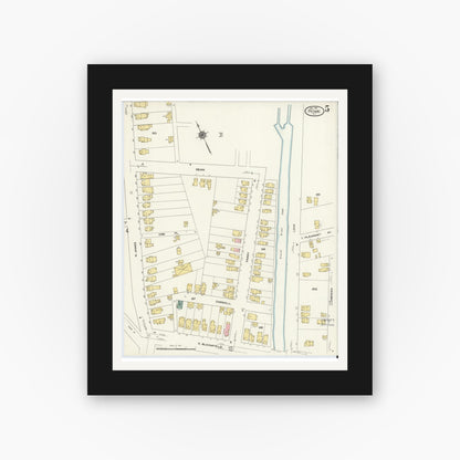 Old map wall art mockup — black gallery frame with white mat — Sanborn Fire Insurance Map from Rome, Oneida County, New York (1909), Sheet #0005
