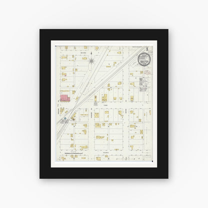 Old map wall art mockup — black gallery frame with white mat — Sanborn Fire Insurance Map from Brockton, Edgar County, Illinois (1899) - Complete Map Set