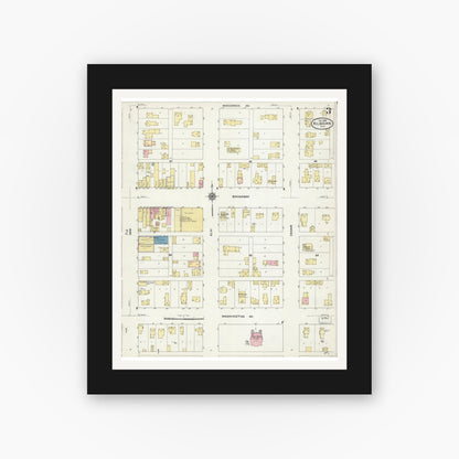 Old map wall art mockup — black gallery frame with white mat — Sanborn Fire Insurance Map from Kilbourn, Columbia County, Wisconsin (1909), Sheet #0003