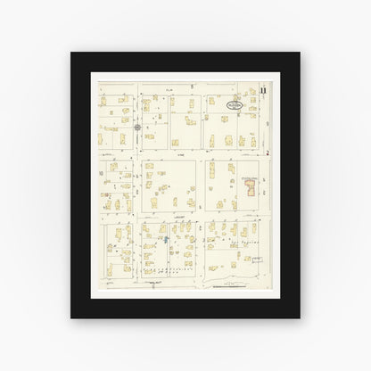 Old map wall art mockup — black gallery frame with white mat — Sanborn Fire Insurance Map from Hudson, St. Croix County, Wisconsin (1912), Sheet #0011