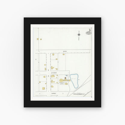 Old map wall art mockup — black gallery frame with white mat — Sanborn Fire Insurance Map from Wylie, Collin County, Texas (1921), Sheet #0005