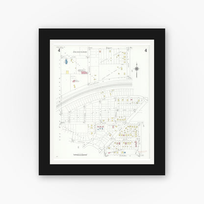 Old map wall art mockup — black gallery frame with white mat — Sanborn Fire Insurance Map from Glen Ellyn, Du Page County, Illinois (1940), Sheet #0004