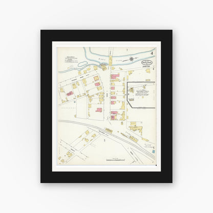 Old map wall art mockup — black gallery frame with white mat — Sanborn Fire Insurance Map from Middleburg, Snyder County, Pennsylvania (1913), Sheet #0004
