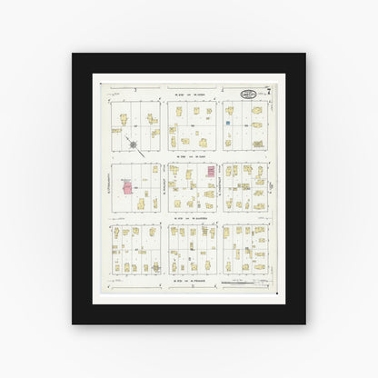 Old map wall art mockup — black gallery frame with white mat — Sanborn Fire Insurance Map from Lake City, Wabasha County, Minnesota (1921), Sheet #0007