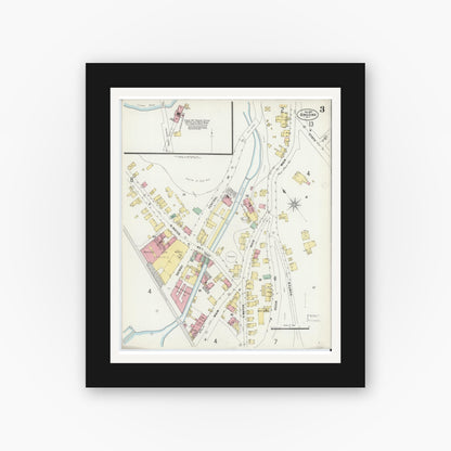 Old map wall art mockup — black gallery frame with white mat — Sanborn Fire Insurance Map from Sing Sing, Westchester County, New York (1897), Sheet #0003