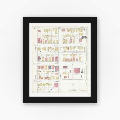 Old map wall art mockup — black gallery frame with white mat — Sanborn Fire Insurance Map from Wabash, Wabash County, Indiana (1920), Sheet #0005