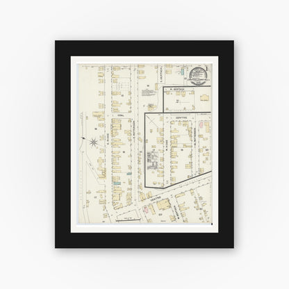 Old map wall art mockup — black gallery frame with white mat — Sanborn Fire Insurance Map from Lansford, Carbon County, Pennsylvania (1891) - Complete Map Set