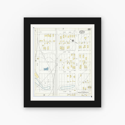 Old map wall art mockup — black gallery frame with white mat — Sanborn Fire Insurance Map from Ashland, Ashland County, Wisconsin (1909), Sheet #0033