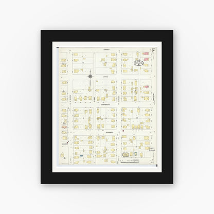 Old map wall art mockup — black gallery frame with white mat — Sanborn Fire Insurance Map from Appleton, Outagamie County, Wisconsin (1911), Sheet #0002