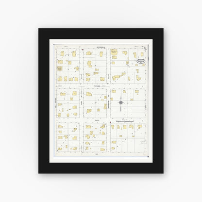 Old map wall art mockup — black gallery frame with white mat — Sanborn Fire Insurance Map from Viroqua, Vernon County, Wisconsin (1911), Sheet #0007