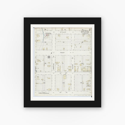 Old map wall art mockup — black gallery frame with white mat — Sanborn Fire Insurance Map from Ashland, Ashland County, Wisconsin (1886), Sheet #0007