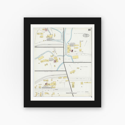 Old map wall art mockup — black gallery frame with white mat — Sanborn Fire Insurance Map from Athol, Worcester County, Massachusetts (1896), Sheet #0010