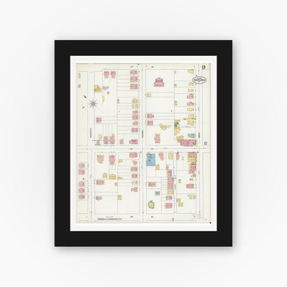 Old map wall art mockup — black gallery frame with white mat — Sanborn Fire Insurance Map from Royersford, Montgomery County, Pennsylvania (1902), Sheet #0009