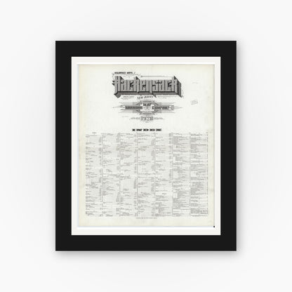 Old map wall art mockup — black gallery frame with white mat — Sanborn Fire Insurance Map from Hackensack, Bergen County, New Jersey (1920), Sheet #0001