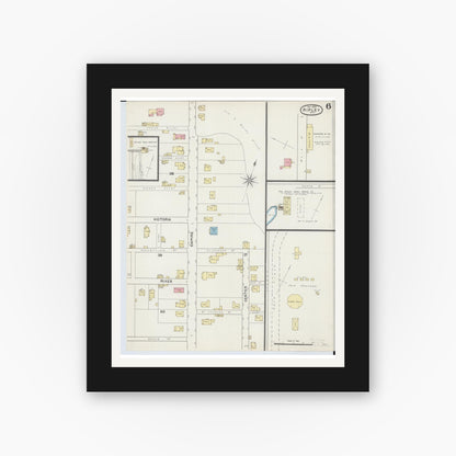 Old map wall art mockup — black gallery frame with white mat — Sanborn Fire Insurance Map from Ripley, Brown County, Ohio (1890), Sheet #0006