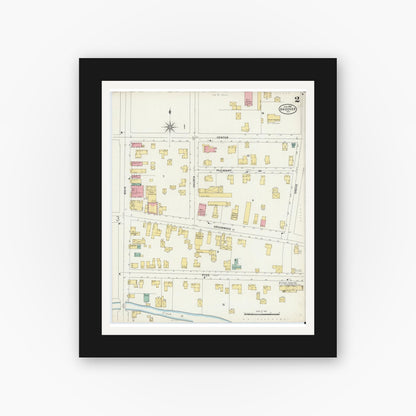 Old map wall art mockup — black gallery frame with white mat — Sanborn Fire Insurance Map from Andover, Allegany County, New York (1898), Sheet #0002
