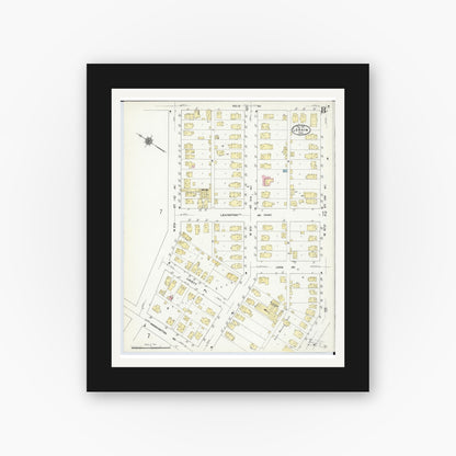 Old map wall art mockup — black gallery frame with white mat — Sanborn Fire Insurance Map from Lorain, Lorain County, Ohio (1910), Sheet #0008