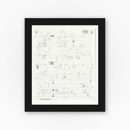 Old map wall art mockup — black gallery frame with white mat — Sanborn Fire Insurance Map from Hialeah, Dade County, Florida (1926), Sheet #0003