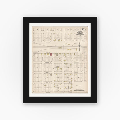 Old map wall art mockup — black gallery frame with white mat — Sanborn Fire Insurance Map from Uvalde, Uvalde County, Texas (1922), Sheet #0016