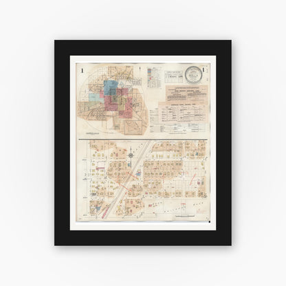 Old map wall art mockup — black gallery frame with white mat — Sanborn Fire Insurance Map from Rolla, Phelps County, Missouri (1948), Sheet #0001