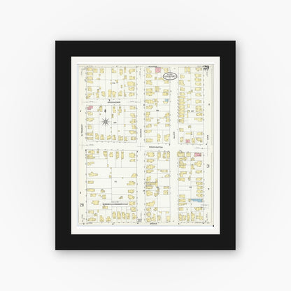 Old map wall art mockup — black gallery frame with white mat — Sanborn Fire Insurance Map from Lockport, Niagara County, New York (1909), Sheet #0029