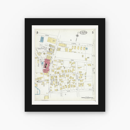 Old map wall art mockup — black gallery frame with white mat — Sanborn Fire Insurance Map from Saint Augustine, Saint John's County, Florida (1924), Sheet #0005