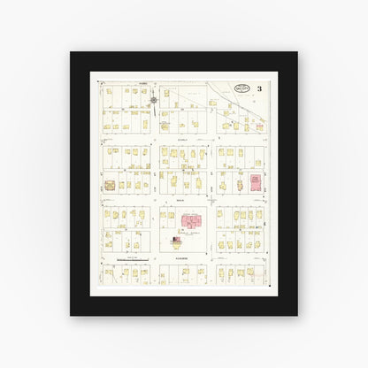 Old map wall art mockup — black gallery frame with white mat — Sanborn Fire Insurance Map from Sac City, Sac County, Iowa (1915), Sheet #0003