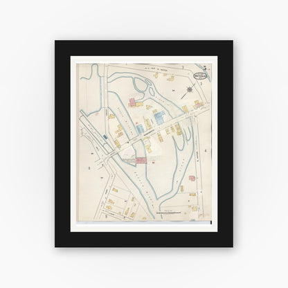 Old map wall art mockup — black gallery frame with white mat — Sanborn Fire Insurance Map from Waterloo, Seneca County, New York (1948), Sheet #0005