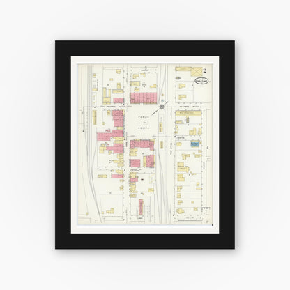 Old map wall art mockup — black gallery frame with white mat — Sanborn Fire Insurance Map from Eagle Lake, Colorado County, Texas (1912), Sheet #0002