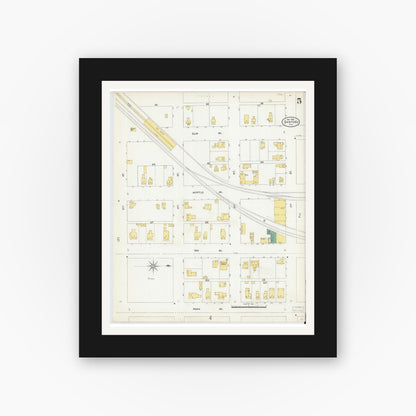 Old map wall art mockup — black gallery frame with white mat — Sanborn Fire Insurance Map from Sanford, Seminole County, Florida (1906), Sheet #0005