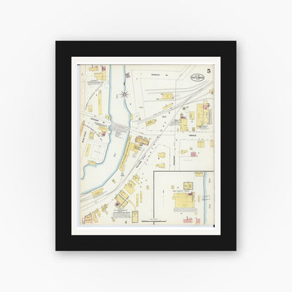 Old map wall art mockup — black gallery frame with white mat — Sanborn Fire Insurance Map from South Haven, Van Buren County, Michigan (1902), Sheet #0005
