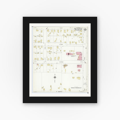 Old map wall art mockup — black gallery frame with white mat — Sanborn Fire Insurance Map from Chippewa Falls, Chippewa County, Wisconsin (1910), Sheet #0013
