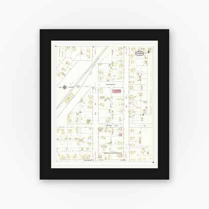 Old map wall art mockup — black gallery frame with white mat — Sanborn Fire Insurance Map from Sumner, Bremer County, Iowa (1913), Sheet #0004