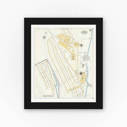 Old map wall art mockup — black gallery frame with white mat — Sanborn Fire Insurance Map from Orange, Orange County, Texas (1904), Sheet #0008
