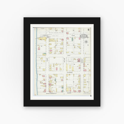 Old map wall art mockup — black gallery frame with white mat — Sanborn Fire Insurance Map from New Richmond, Clermont County, Ohio (1892), Sheet #0002