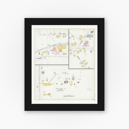 Old map wall art mockup — black gallery frame with white mat — Sanborn Fire Insurance Map from Washington, Washington County, Pennsylvania (1900), Sheet #0027