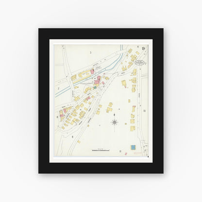 Old map wall art mockup — black gallery frame with white mat — Sanborn Fire Insurance Map from Ossining, Westchester County, New York (1903), Sheet #0009