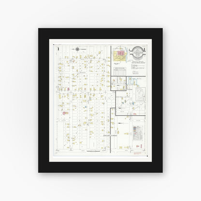 Old map wall art mockup — black gallery frame with white mat — Sanborn Fire Insurance Map from Lexington, Sanilac County, Michigan (1940) - Complete Map Set
