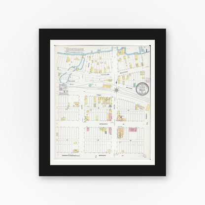 Old map wall art mockup — black gallery frame with white mat — Sanborn Fire Insurance Map from Walker, Cass County, Minnesota (1907) - Complete Map Set